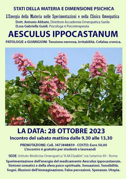 INCONTRO: “Stati della materia ed energia psichica. Fiori: Aesculus Hippocastanum”